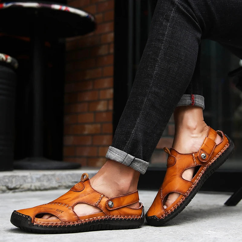 ELEGANTIEE | Sandali ortopedici in pelle da uomo