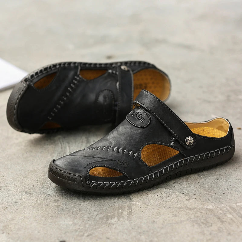 ELEGANTIEE | Sandali ortopedici in pelle da uomo