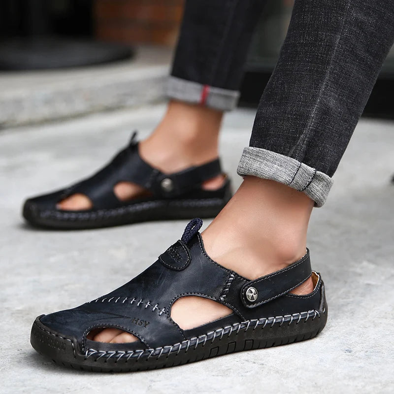 ELEGANTIEE | Sandali ortopedici in pelle da uomo