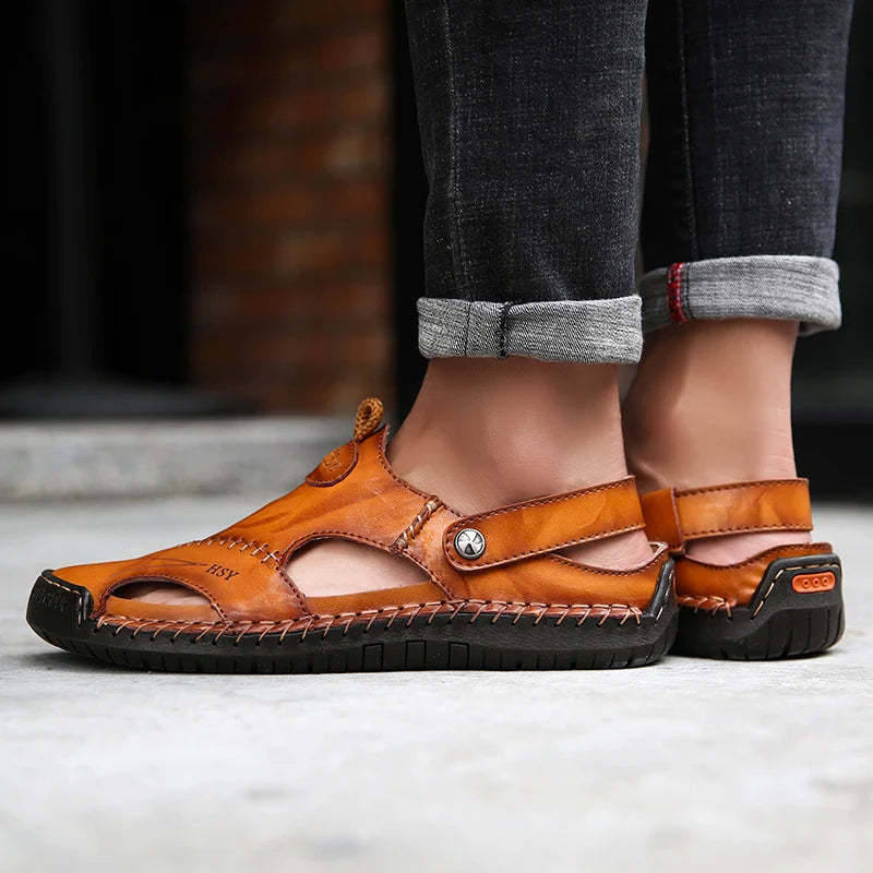 ELEGANTIEE | Sandali ortopedici in pelle da uomo