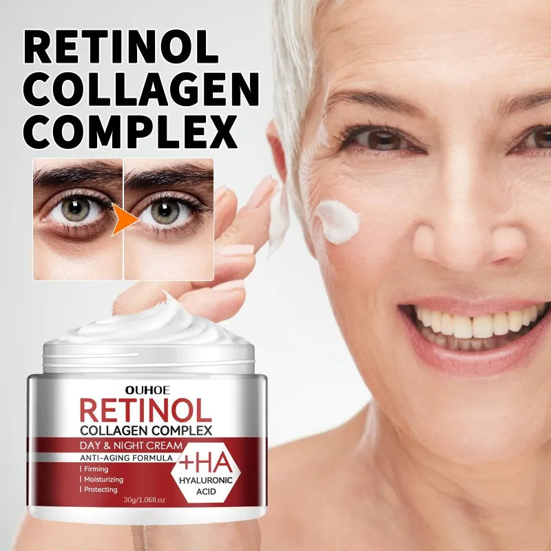 Facial Cream with Retinol, Collagen and Hyaluronic Acid – Eliminates Dark Circles, Reduces Wrinkles, Brightens and Softens the Skin.