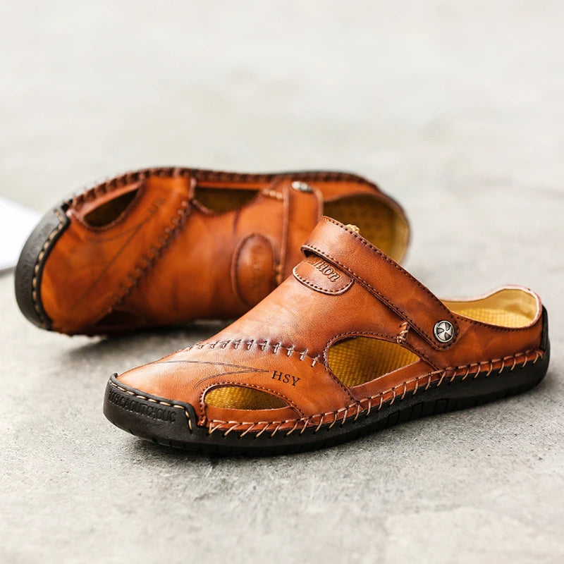ELEGANTIEE | Sandali ortopedici in pelle da uomo