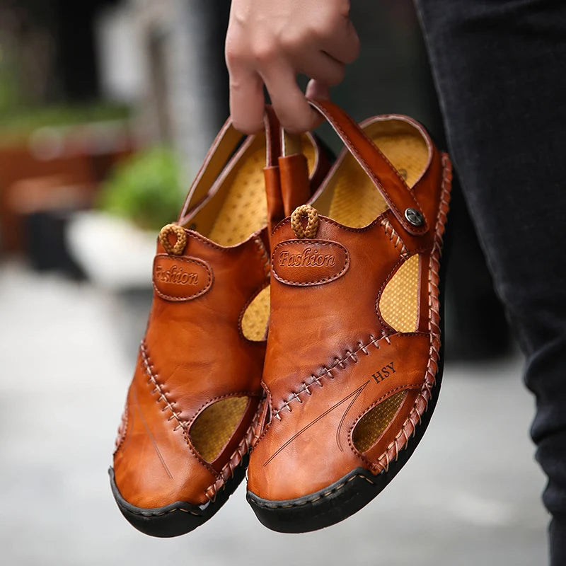 ELEGANTIEE | Sandali ortopedici in pelle da uomo