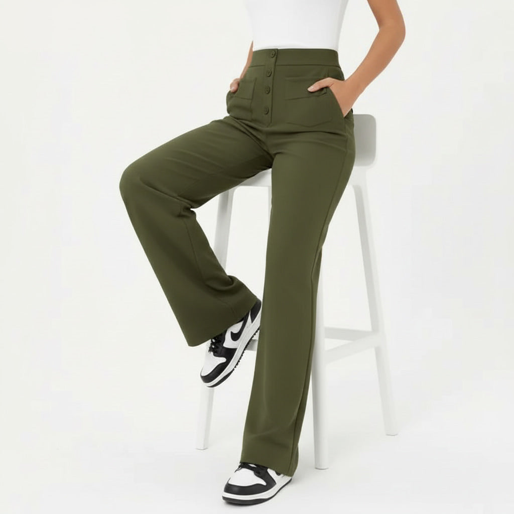 ELEGANTIEE | Pantaloni Casual a Vita Alta Perfetta Vestibilità