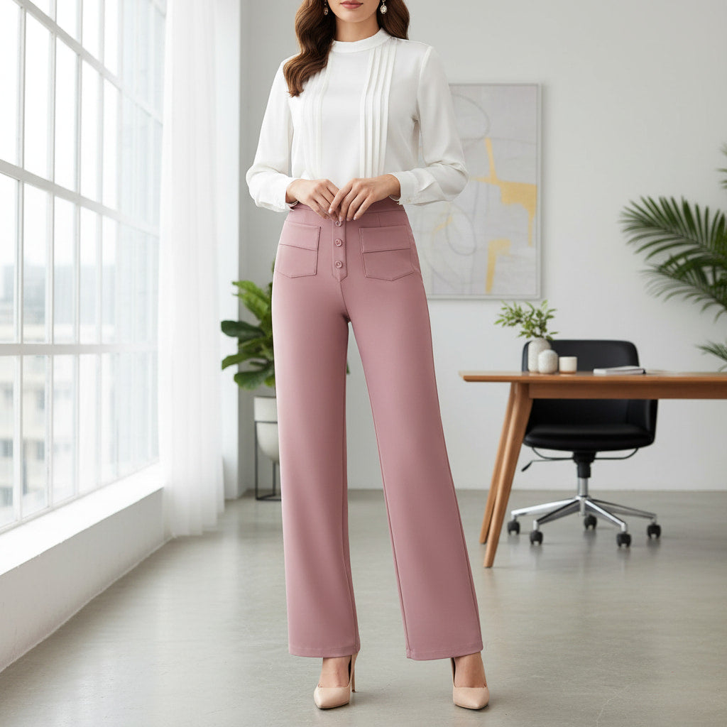 ELEGANTIEE | Pantaloni Casual a Vita Alta Perfetta Vestibilità