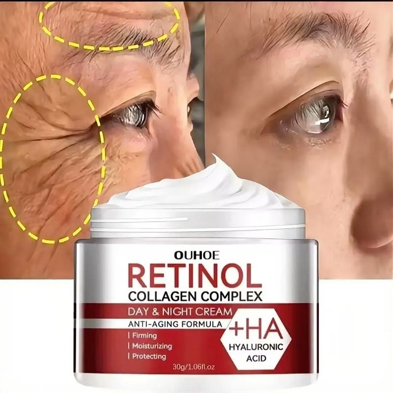 Facial Cream with Retinol, Collagen and Hyaluronic Acid – Eliminates Dark Circles, Reduces Wrinkles, Brightens and Softens the Skin.