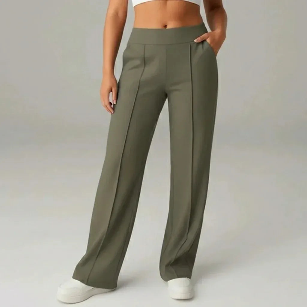 SoftFlex Comfort | Pantaloni a vita alta elasticizzati a gamba larga - ELEGANTIEE