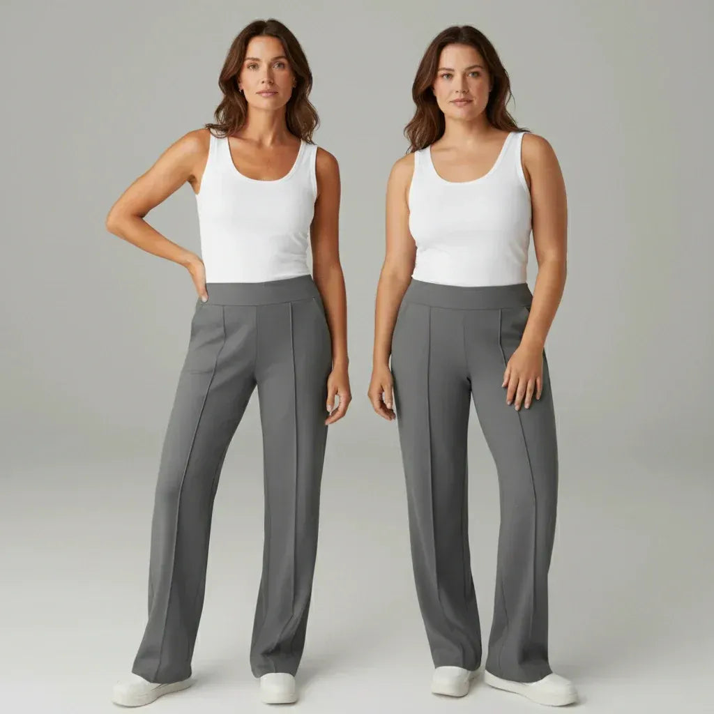 SoftFlex Comfort | Pantaloni a vita alta elasticizzati a gamba larga - ELEGANTIEE