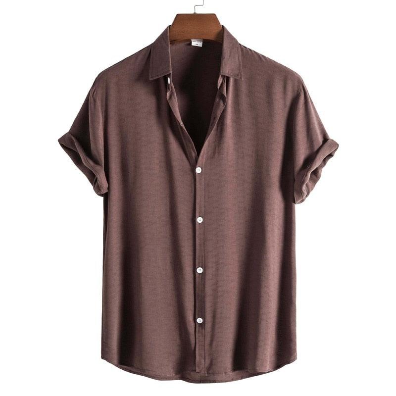 Elegantiee | FixLinen™ – Camicia Traspirante con Colletto Aperto